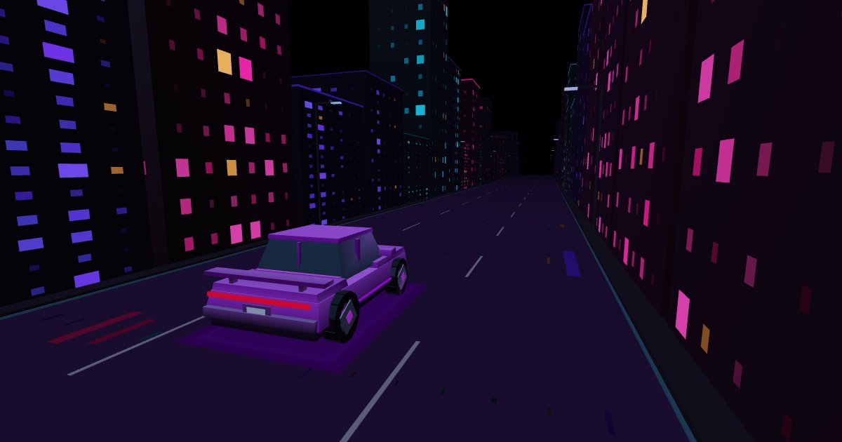 Purple Car at Night